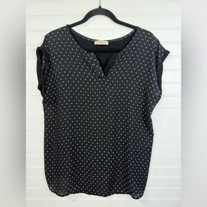 Full Moon Maternity black tiny print shirt. Size M